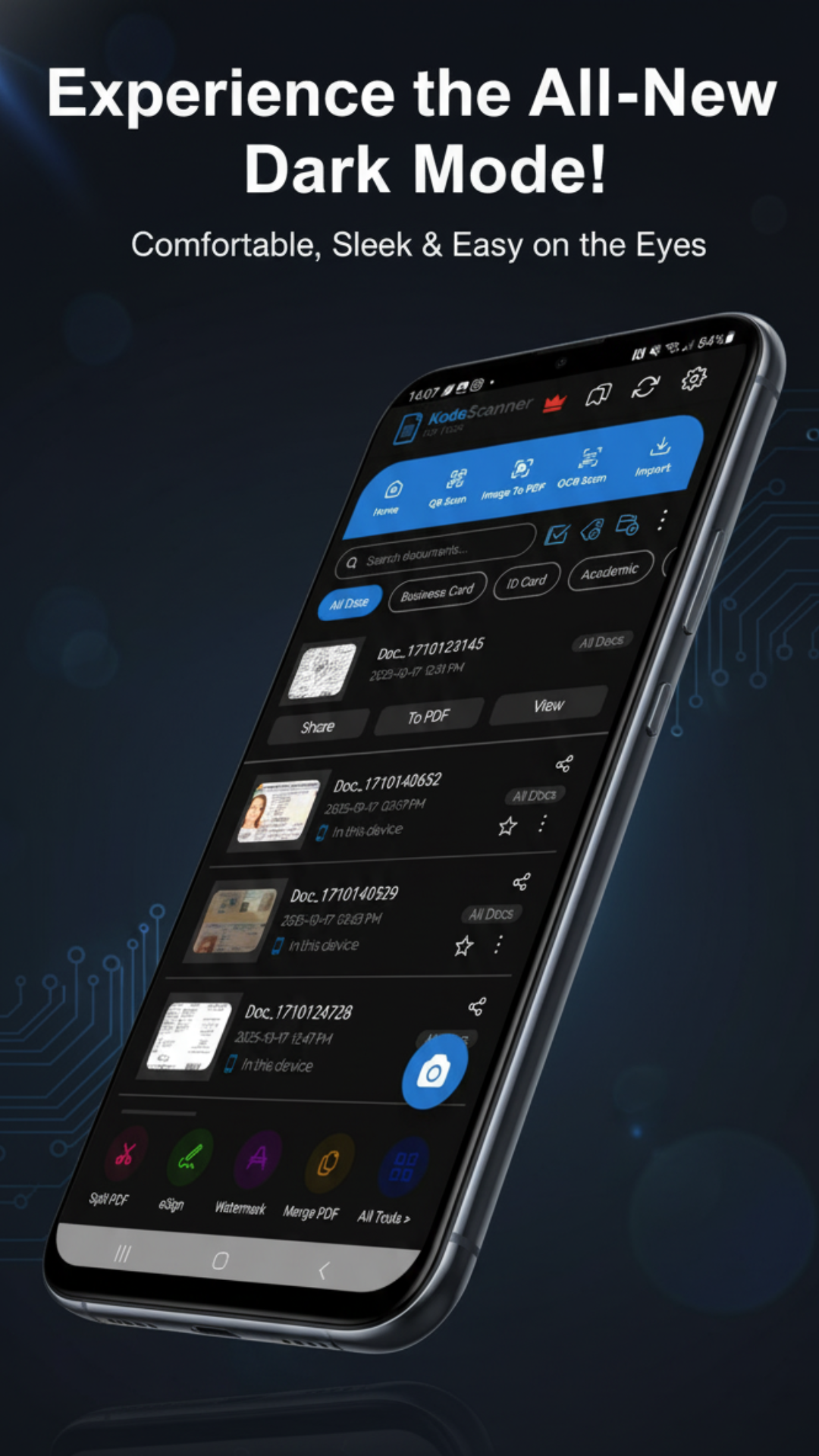 Dark Mode Interface - KodeScanner